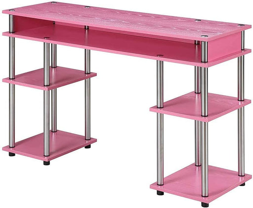 Pink Student Desk with Shelves, No Tools Required