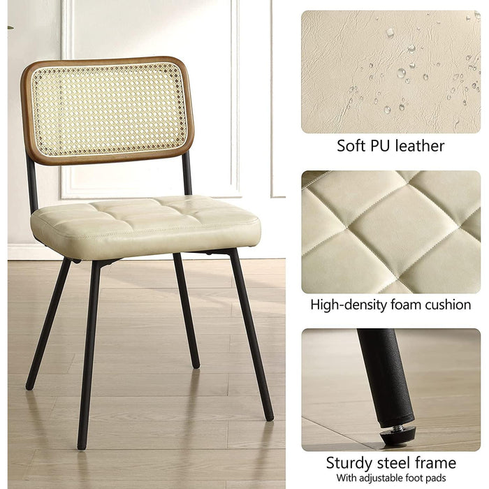 Rattan Dining Chairs, Set of 2, Mid Century Modern