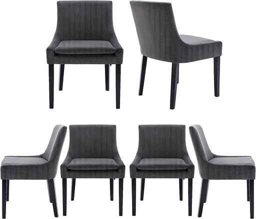 Set of 6 Grey Corduroy Mid-Century Modern Chairs