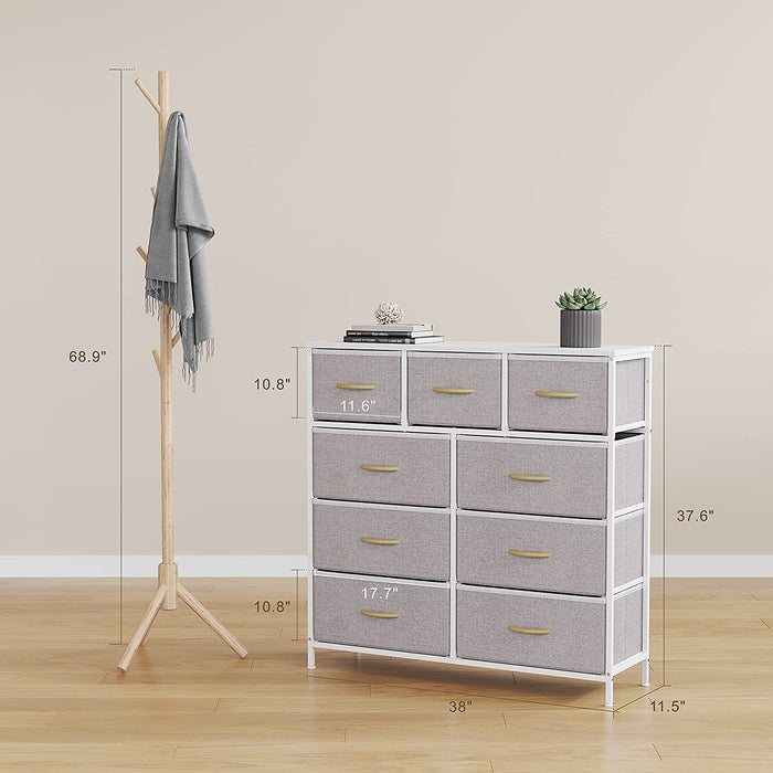 Tall Fabric Dresser of Chest with 9 Drawers