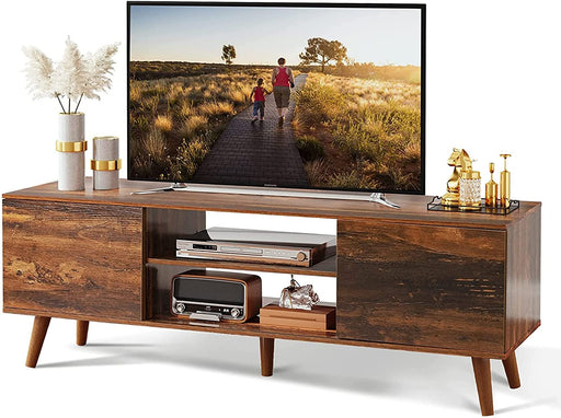 Retro Brown TV Stand with Storage