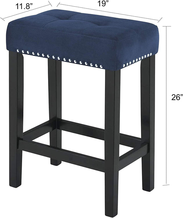 Blue Velvet Bar Table with 3 Stools, Faux Marble