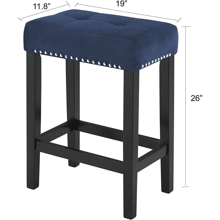 Blue Velvet Bar Table with 3 Stools, Faux Marble