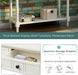 Rustic Ivory Console Table with Storage Drawers