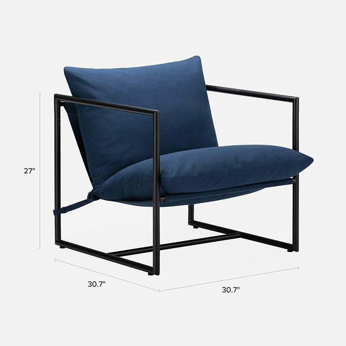 Navy Metal Armchair with Shredded Foam Cushioning