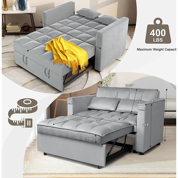 Multi-Functional Velvet Sleeper Sofa with Hidden Table