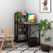 Small Rustic Desk with 4-Tier Bookshelf