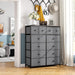 Grey Fabric 12-Drawer Tall Bedroom Dresser