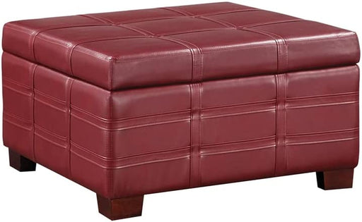 Crimson Red Storage Ottoman with Tray and Legs