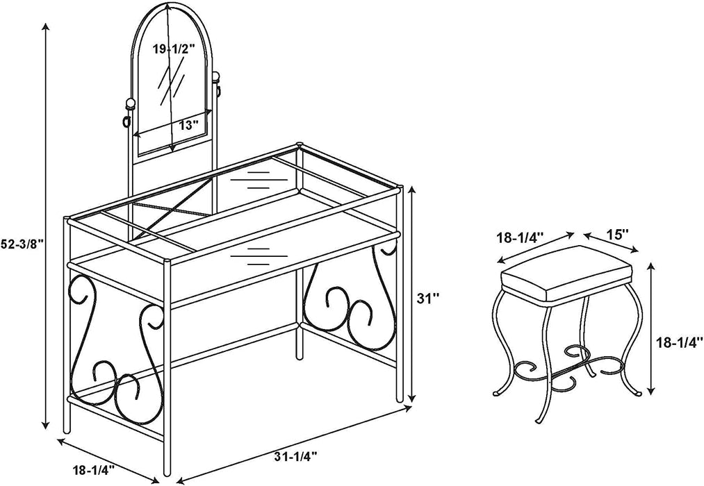 Dark Metal Vanity Table Set