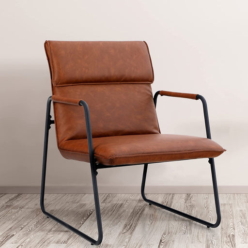 Stylish Brown Lounge Chair with Metal Legs