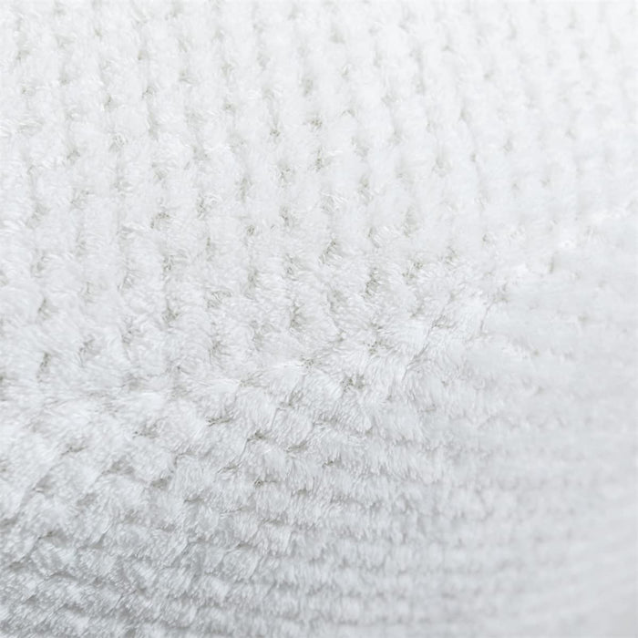 Soft Faux Fur Pouf Ottoman Cover (White)