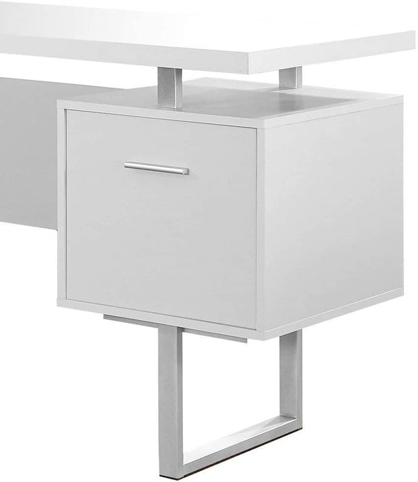 60-Inch White/Silver Metal Office Desk