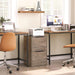 Small Grey Wooden Filing Cabinet for Home Office