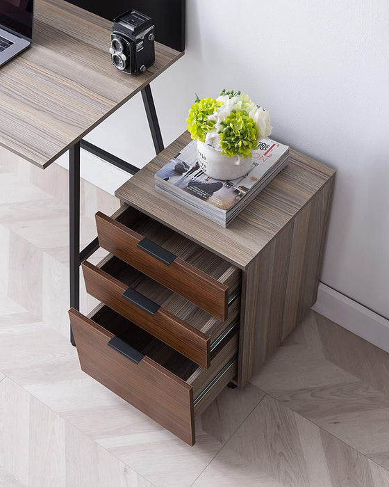Portable Locking Wood File Cabinet for Home Office