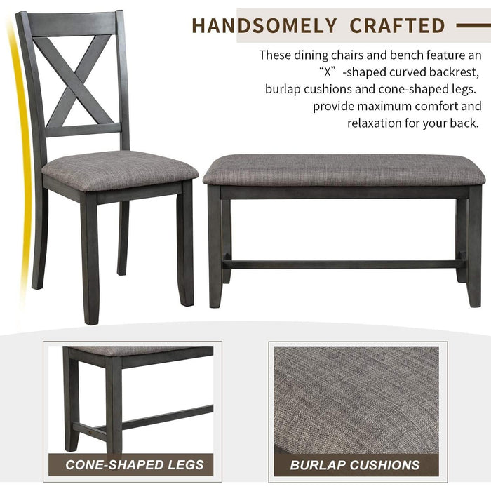 Grey Wooden Rectangular Dining Table Set of 6