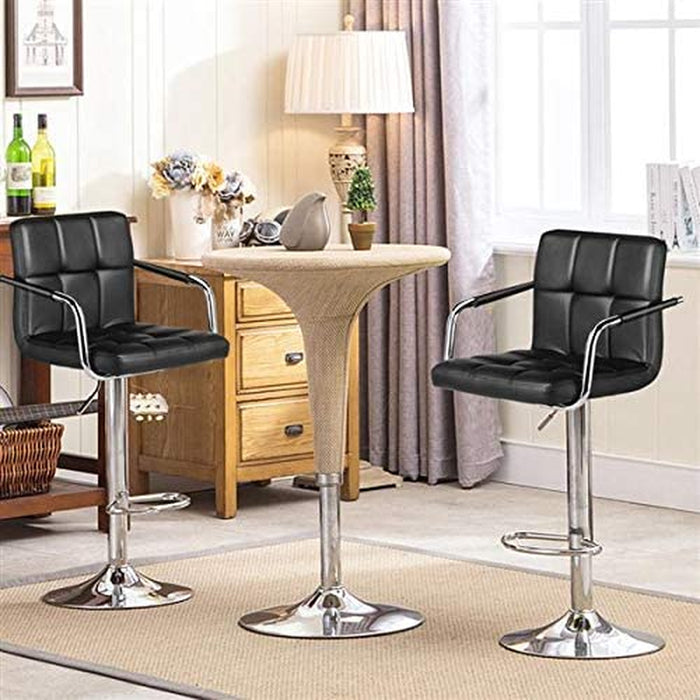 Adjustable PU Leather Barstools, Set of 4