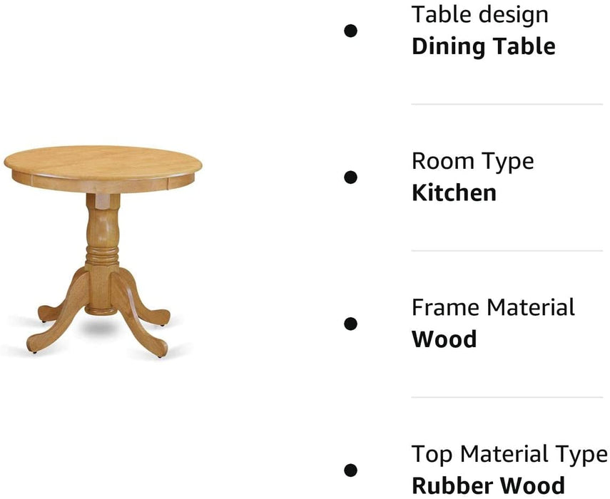 EMT TP Edan Oak Finish Dining Table, 30″ Round