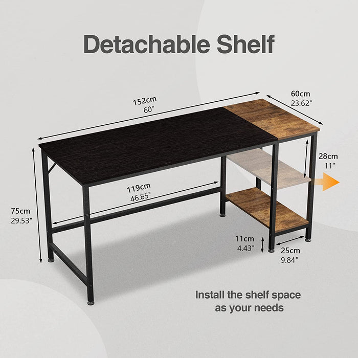 Industrial Writing Desk with Storage Shelf, 60″