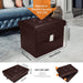 Brown Leather Ottoman with Side Pocket and Padding