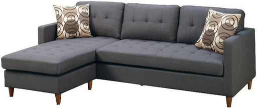 Gray Polyfiber Sectional Sofa with Pillows