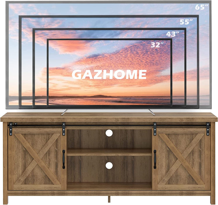 Rustic TV Stand with Sliding Barn Doors