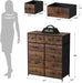 12-Drawer Rustic Brown Fabric Tall Dresser