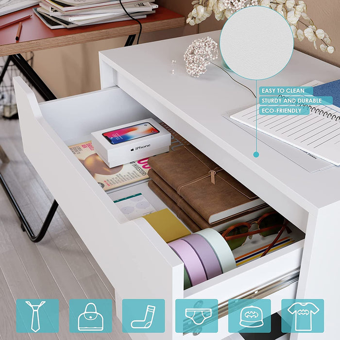 Modern 4 Drawer Dresser, White, Clothing Organizer