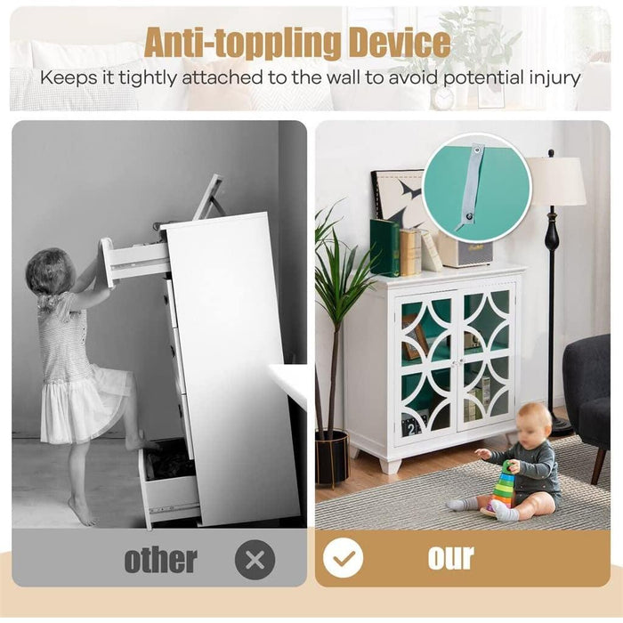 FEER Kitchen Storage Cabinet Buffet Sideboard with Glass Doors and Adjustable Shelves