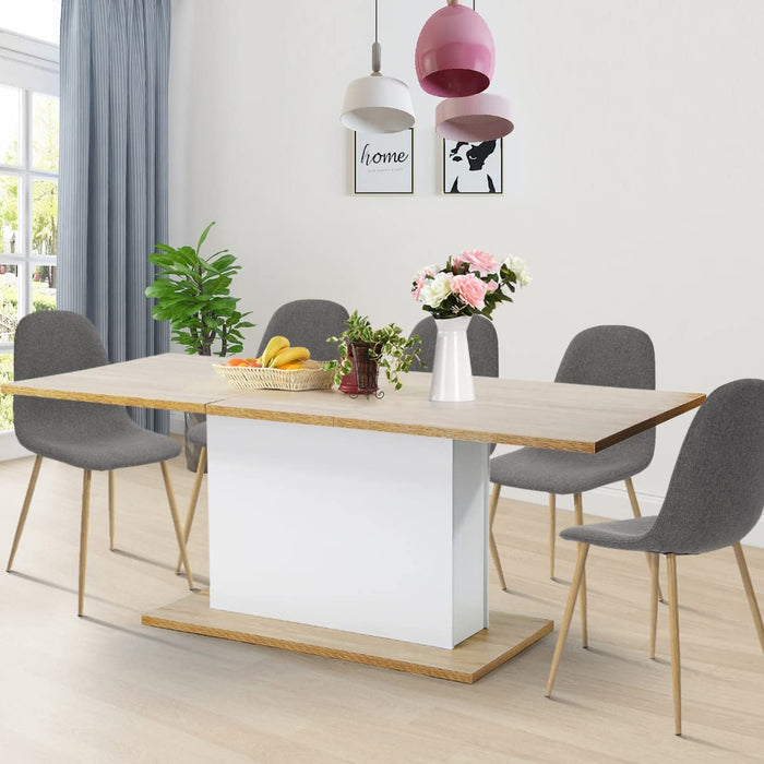 Extensible Dining Table for 4-8P, Wooden Top