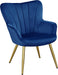 Modern Blue Velvet Wingback Chair with Metal Legs