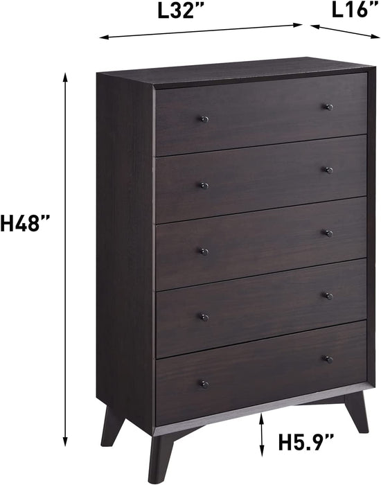 Tall White 6 Drawer Dresser with Handles