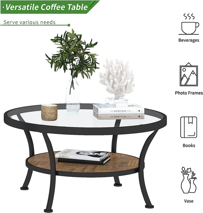 Modern 2-Tier Glass Top Coffee Table