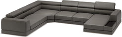 Modern Leather Sectional Sofa with Headrests