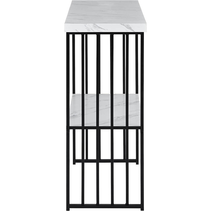 Contemporary Marble Top Console Table with Storage Shelf