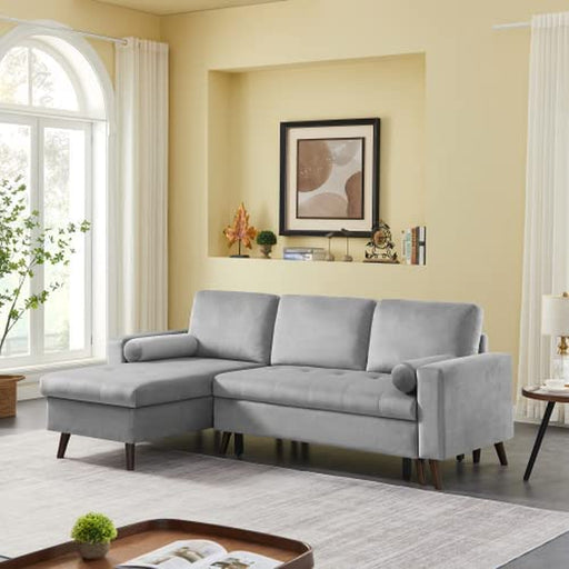 Modern Gray Sectional Sofa Bed with Storage
