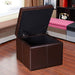 Brown Leather Cube Ottomans for Living Room