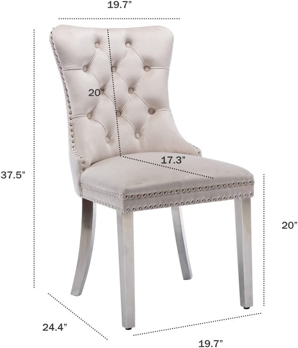 Luxury Tufted Dining Chairs with Metal Legs, Set of 6
