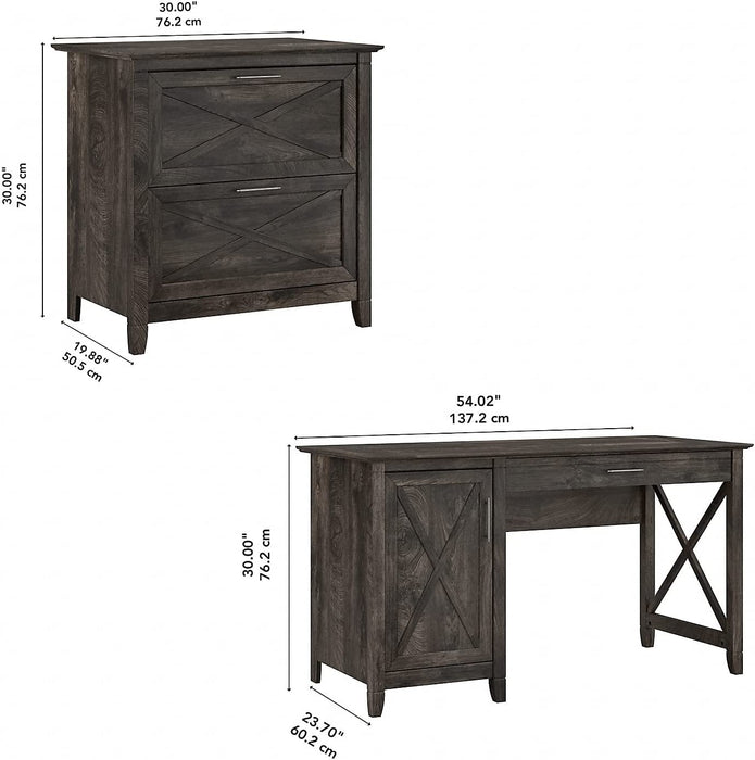 Key West Desk with Storage and Lateral File, Gray