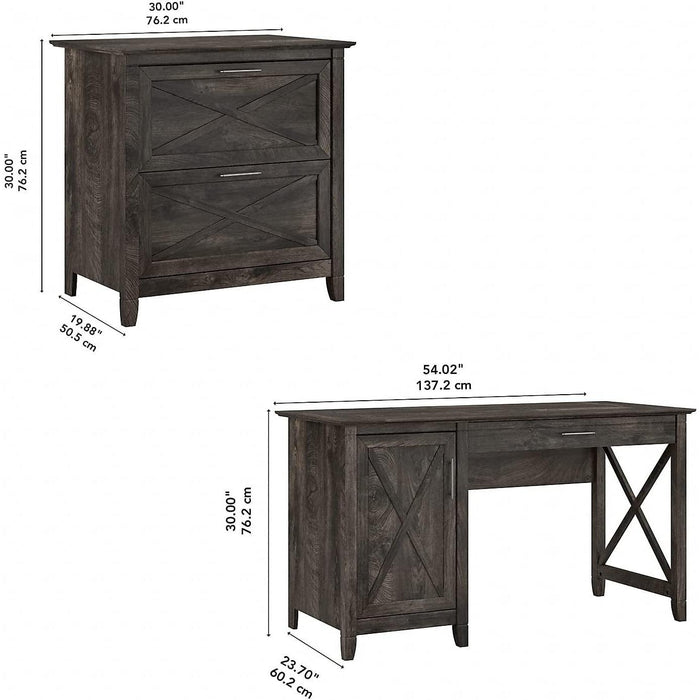 Key West Desk with Storage and Lateral File, Gray