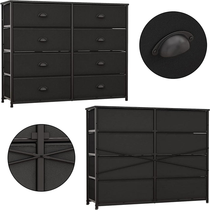 Rustic Black 8 Drawer Wide Dresser