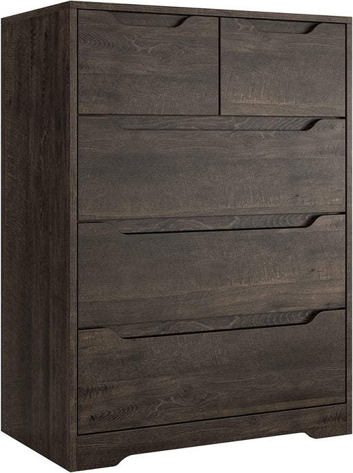 Dark Brown 5-Drawer Modern Dresser