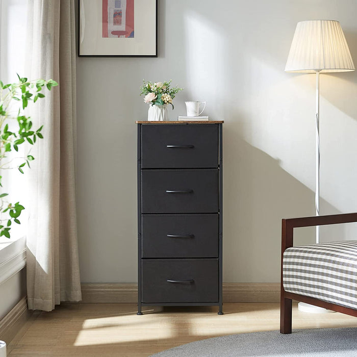 Tall Black/Rustic Brown 4 Drawer Dresser