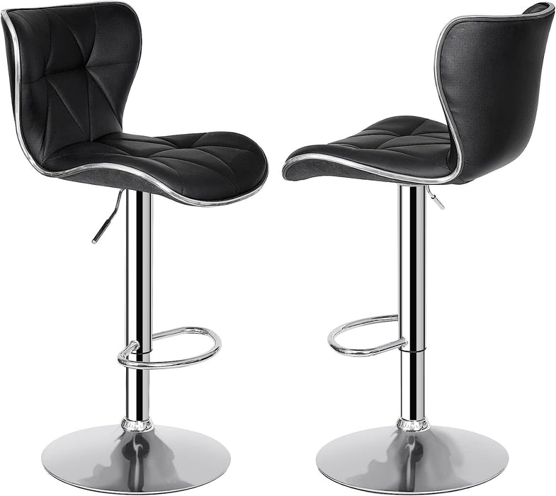 Modern Black Swivel Barstools, Set of 4