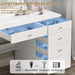 Large White Makeup Vanity with Sliding Mirror