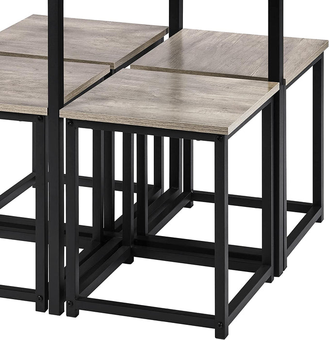 5-Piece Industrial Dining Table Set for 4, Gray