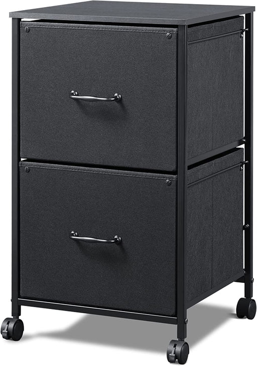 Black Mobile File Cabinet with Rolling Printer Stand