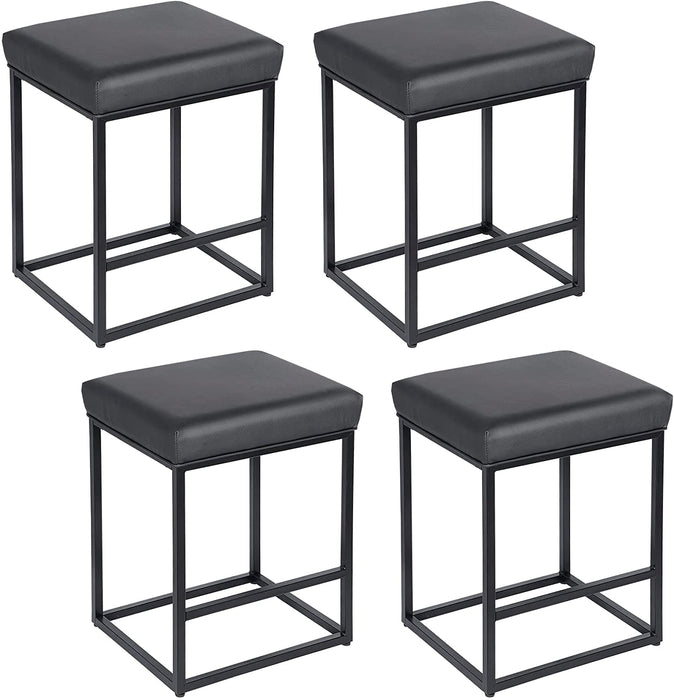 Black Backless Counter Height Barstools, Set of 4