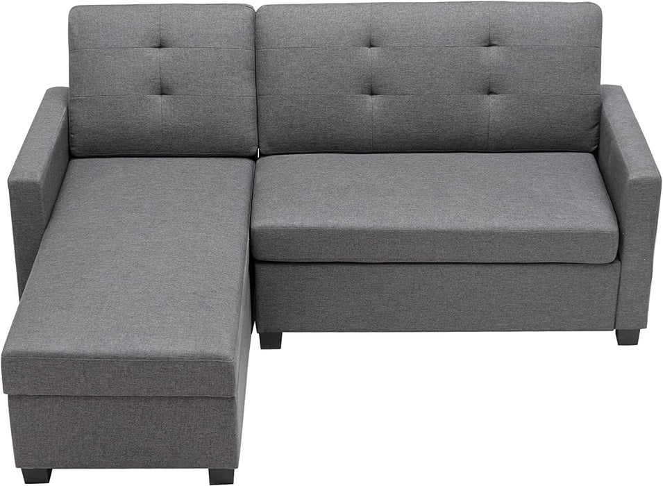 Memory Foam Sleeper Sofa with Chaise, Gray