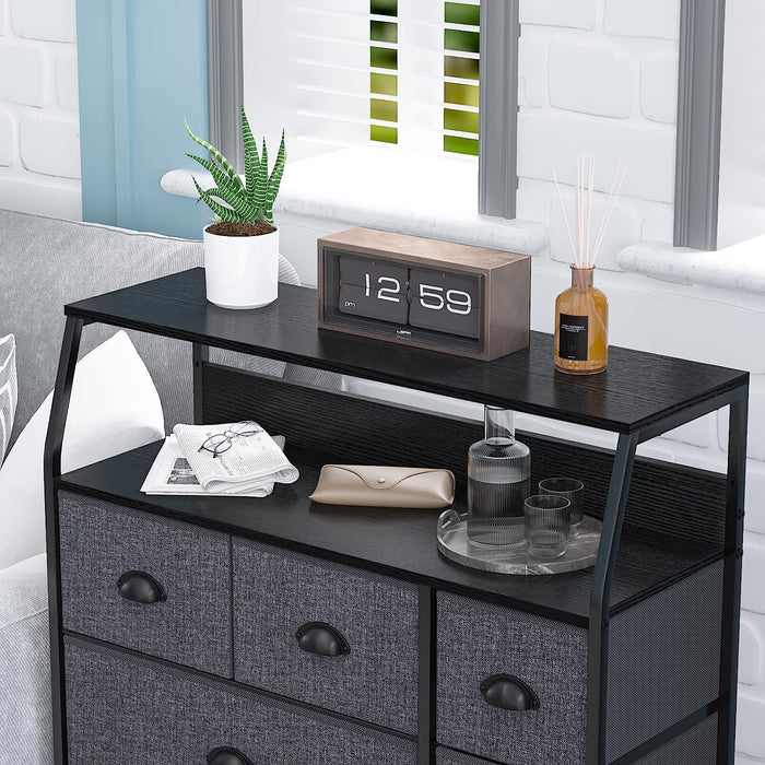 Industrial Style 9 Drawer Dark Grey Dresser